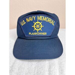 U.S. Navy Memorial Plankowner Snapback Baseball Style Cap Blue Naval Hat